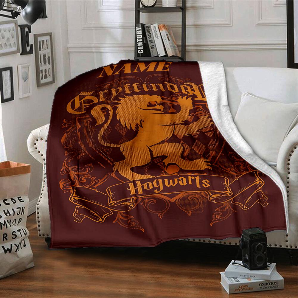Custom Name Hogwarts Crest blanket for Couch & Bed, Plush Cozy Fuzzy Blanket Super Soft & Warm Blankets for Fall and Winter. 0908115