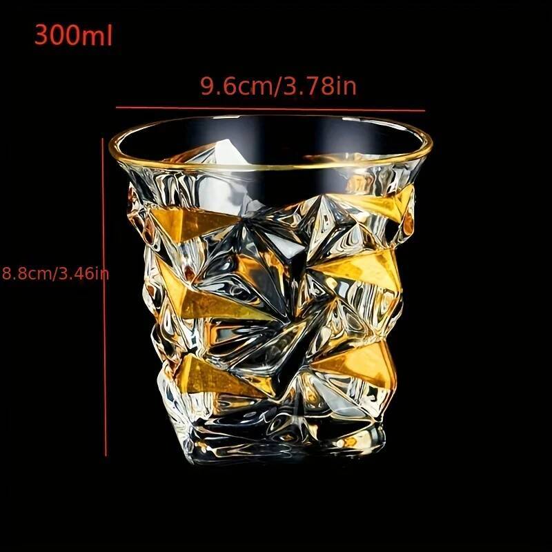 Luxury Whiskey Glass With Golden Line Luxurious Crystal Glasses Painted Brilliant Multi-purpose Wine Cup Beer Cocktail Tumbler