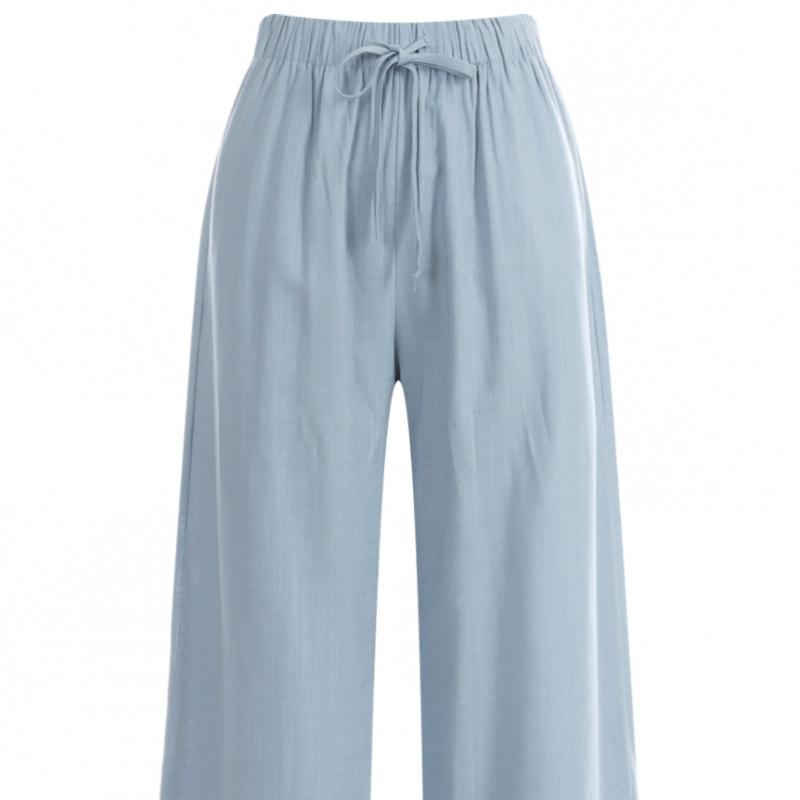 Shop Women Linen Wide Pants Cool Banding White Pic Wpt 11877