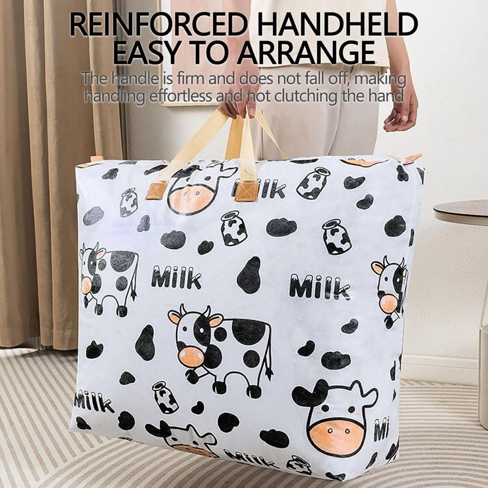 Folding Clothes Storage Organiser Cow Pattern Quilt Storage Bag Travel Compression Bag  Home