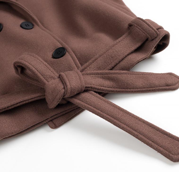 European & American Women's Double-Breasted Lapel Wool Coat - Casual, Loose, Fashionable.