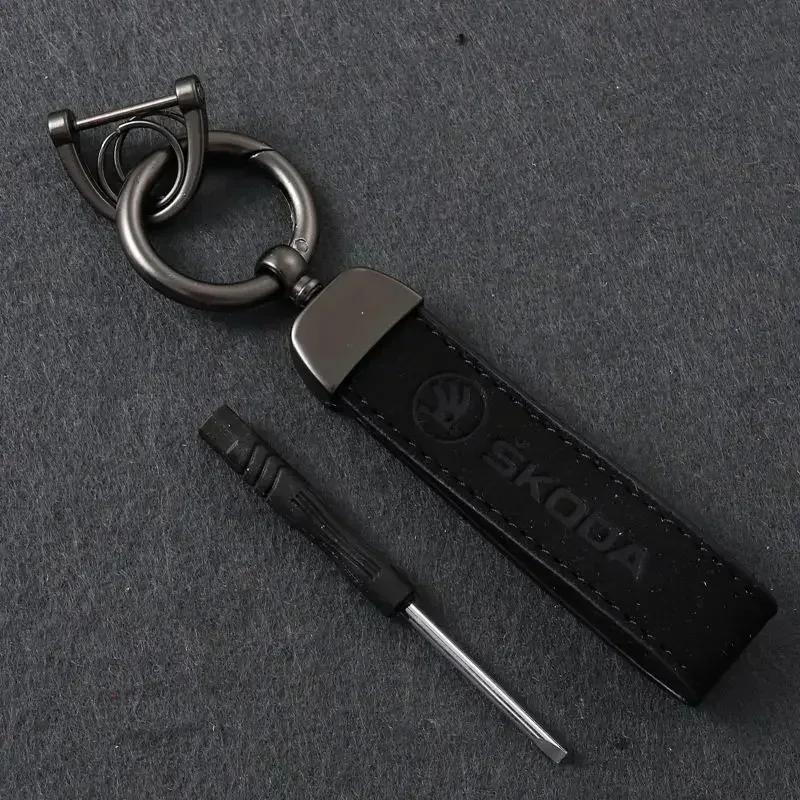 Leather Car Keyrings Key Pendant Chain Rings for Skoda Rapid Octavia Fabia Laura Superb 2 3 VRS Yeti Kodiaq Karoq Accessories ulsh63