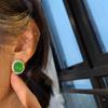 Simple Natural Light Green Chalcedony Egg Surface Stud Earrings Versatile Green Jade Agate Women's Earrings Pendant Jewelry