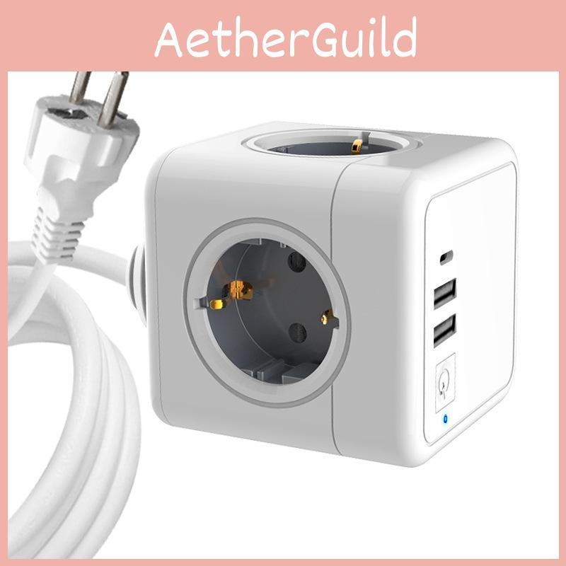 Cube Power Allocacoc Original Power Socket 4 Outlets 2 Usb Ports Adapter Eu Plug