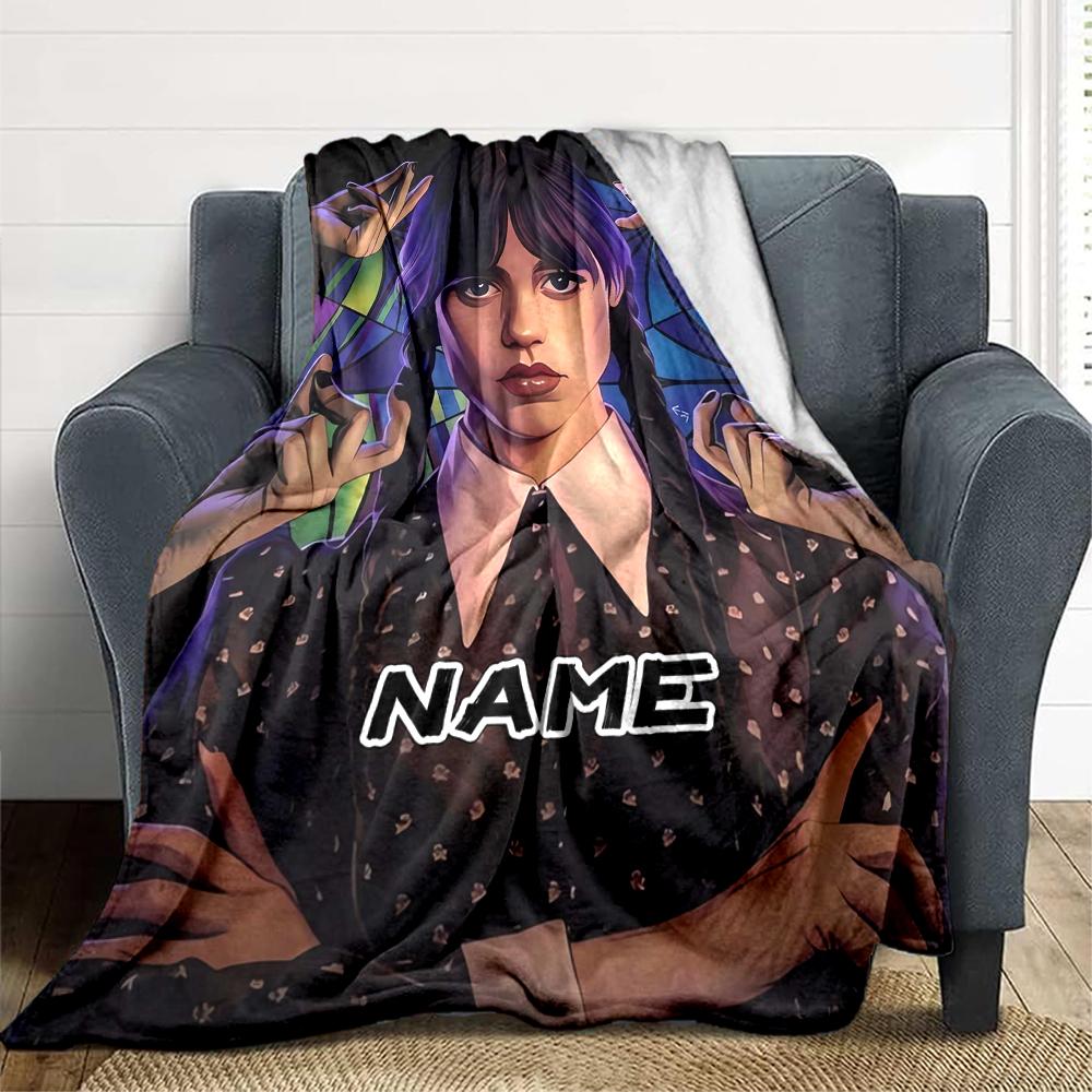 Custom 1pc Wednesday's Dark Adventure Blanket, Soft And Comfortable Blanket, Casual Warm, Camping Travel Blanket, Birthday Gift Q912196