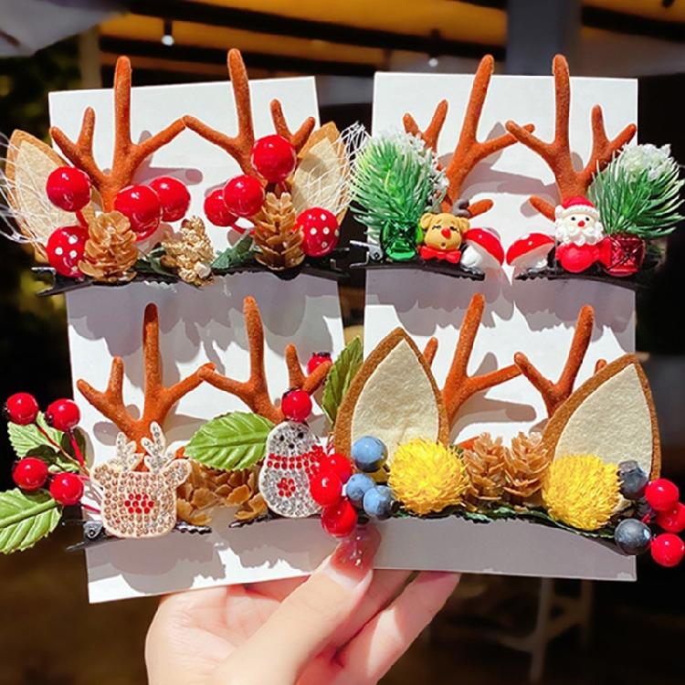 Christmas Hair Clips Antler Hair Pins Hair Accessories for Girls Toddlers Teens
