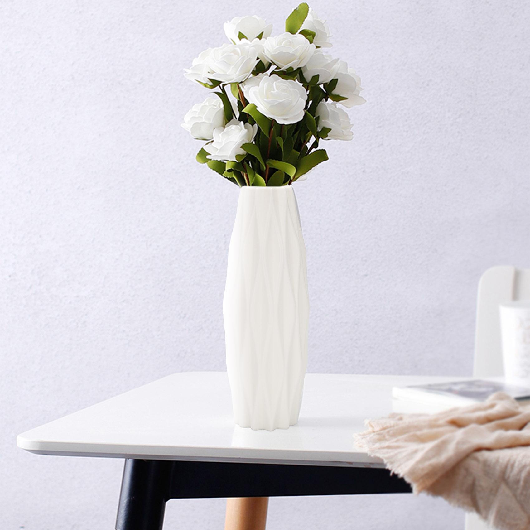 

BHBL Flower Vase Decoration Home Plastic Vase White Imitation Ceramic Flower Basket Nordic Decoration Vases (White) China Mainland