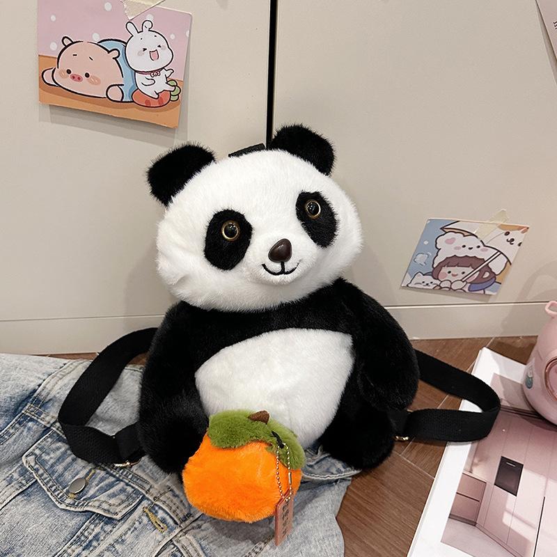 Super cute giant panda plush cartoon doll cute backpack sweet soft cute girl doll backpack