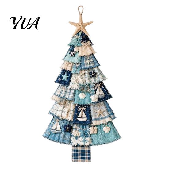 Garten- und Meeresdeko für das ganze Jahr, Weihnachtlicher handgefertigter Türhänger-Bausatz, Patchwork-Baumdekoration, DIY-Näh-Set, Übergroßes Silhouette-Ornament