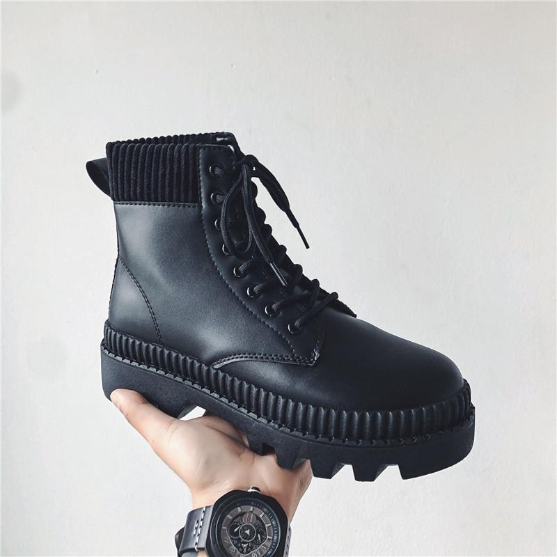 

Ботинки Martin мужские новые корейские версии тренда Four Seasons Explosion высокие мужские кожаные ботинки на толстой подошве британский стиль 44