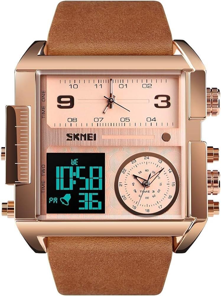 Wristwatch Ts Watch Men s Digital Sports Watch LED Square Large Face Analog Quartz Watch Multi Ti...
