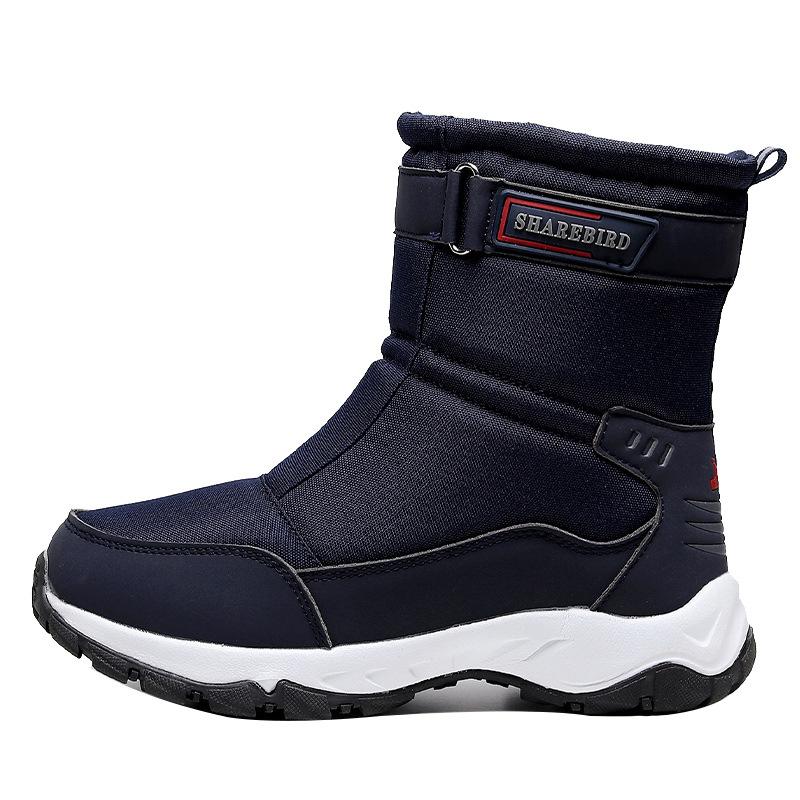 Men's Snow Boots With Fur Lined Waterproof Outdoor Anti-Slip Walking Ankle Booties for Male Winter Warm Comfortable Work Fleece Zipper Mid-Calf Boots