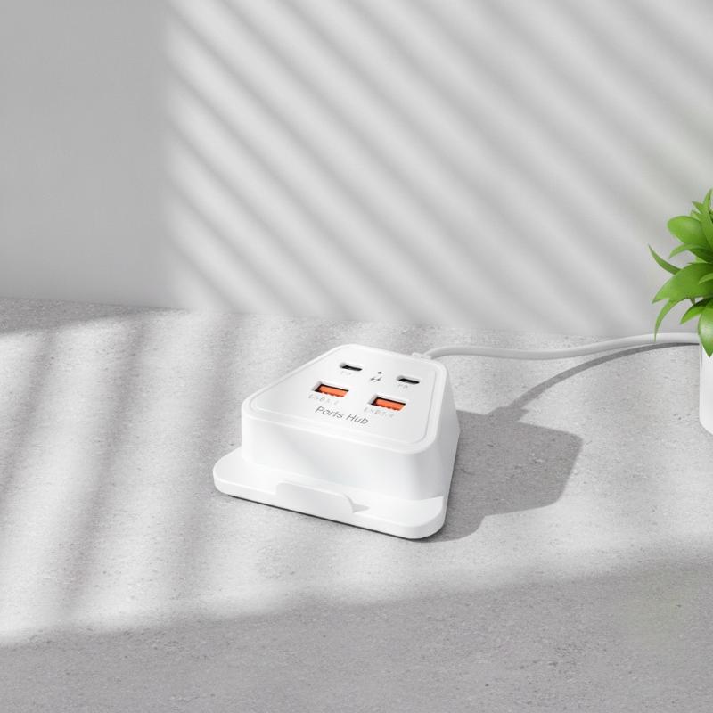 4 Port 12W Fast Charging Desktop Charging Station 2Usb 2Type C Portable Travel Home Phone Charging Socket
