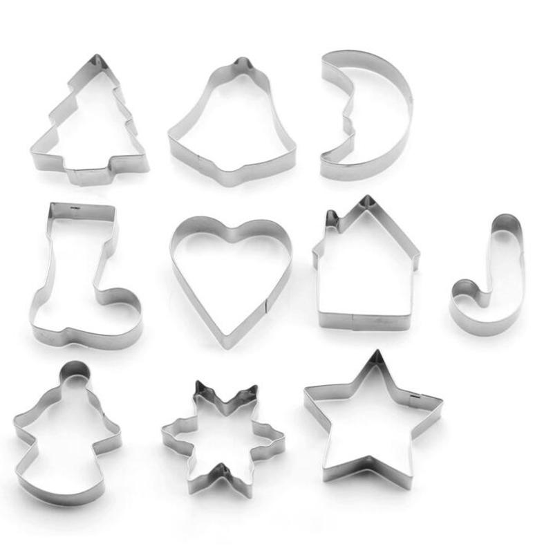 10pcs Stainless Steel Christmas Cookie Cutters Baking Cake Biscuit Fondant Mold 10pcs Stainless Steel Christmas Cookie Cutters Baking Cake Biscuit Fondant Mold
