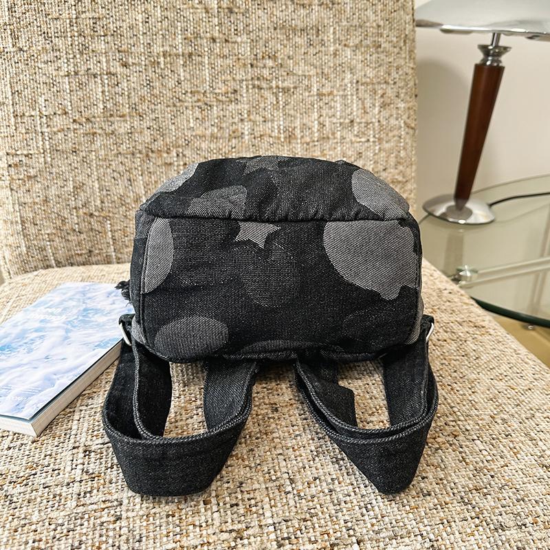 Denim Camouflage Mini Backpack Casual Fashion Women's Small Rucksack Everyday Travel Bag