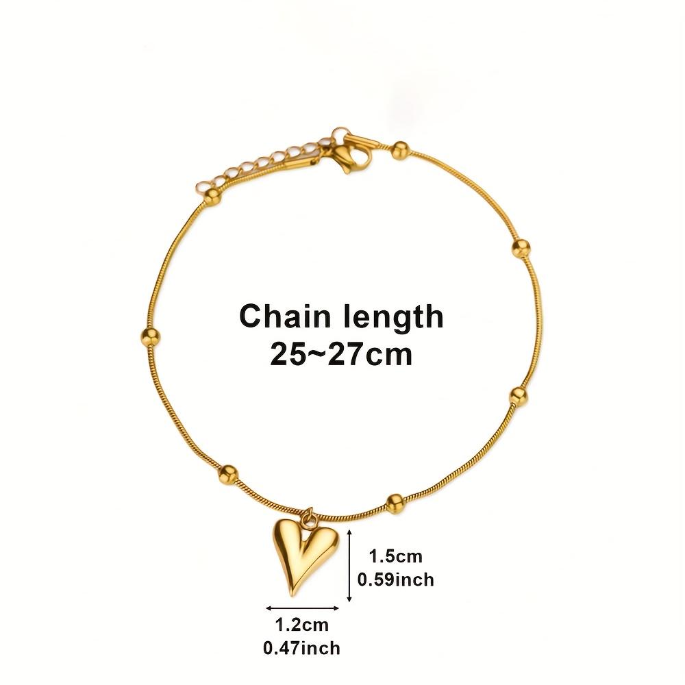 3D Heart Ankle Bracelets For Women girl Summer Beach Party Waterproof Stainless Steel Fashion Chain Anklet Jewelry Sexy AllMatch