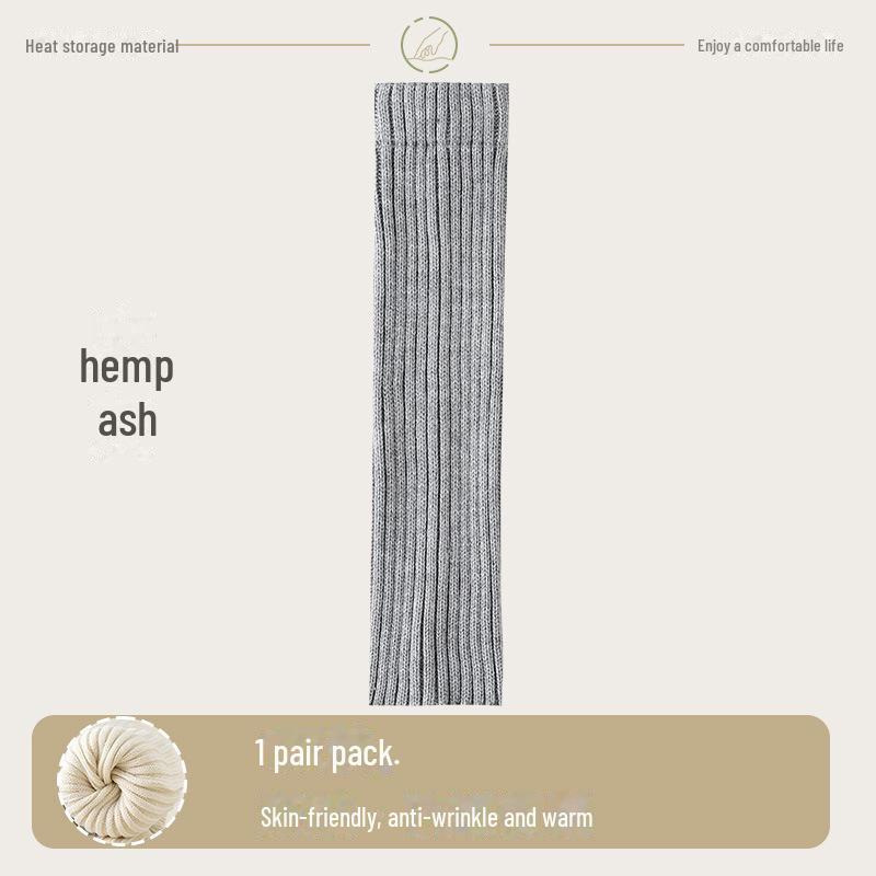 Damskie dzianinowe legginsy za kolano w szare paski, skarpetki na wiosnę i jesień