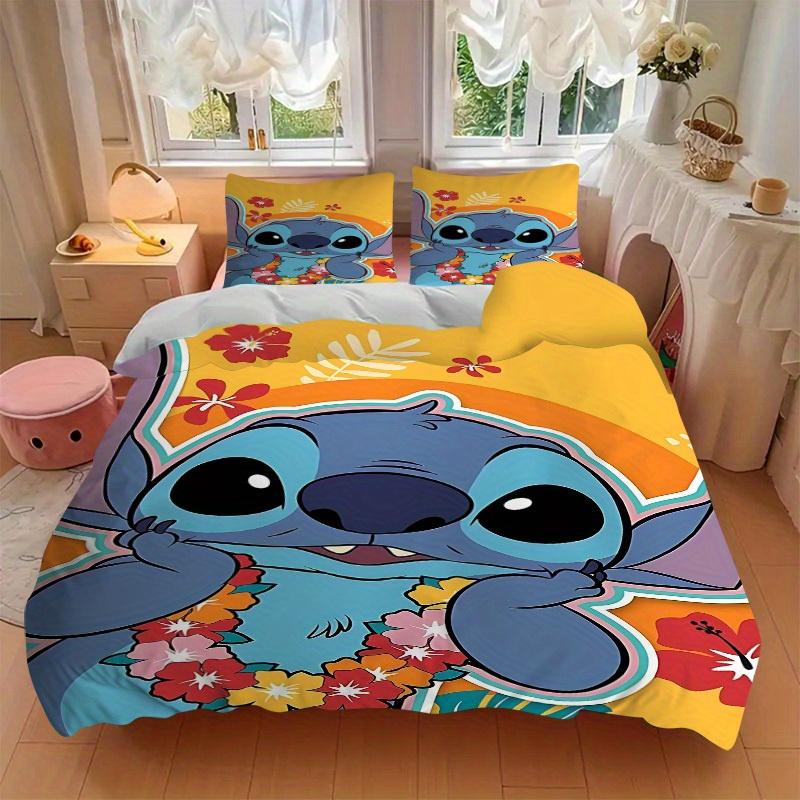 3pcs Stitch Printed Bedding Set, Breathable And Soft, Machine Washable, Christmas Gift, Suitable for Bedroom Decoration, 107