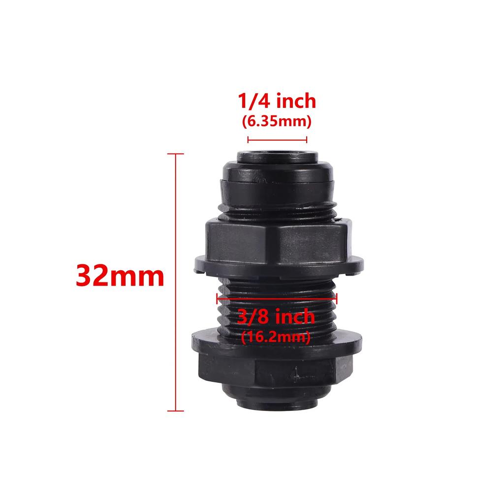 10Pcs 1/4" 6.35Mm Bulkhead Union Connector Tee Elbow Aquarium Quick Coupling For RO Water System Plastic Pipe Fittings Connector