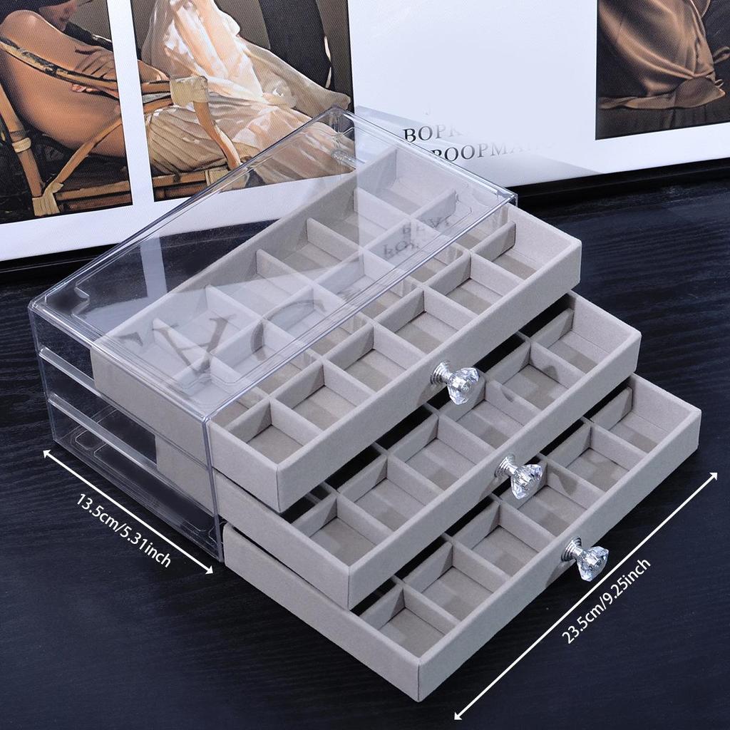 3-Tier/5-Tier Large Capacity Flocking Jewelry Organizer Box