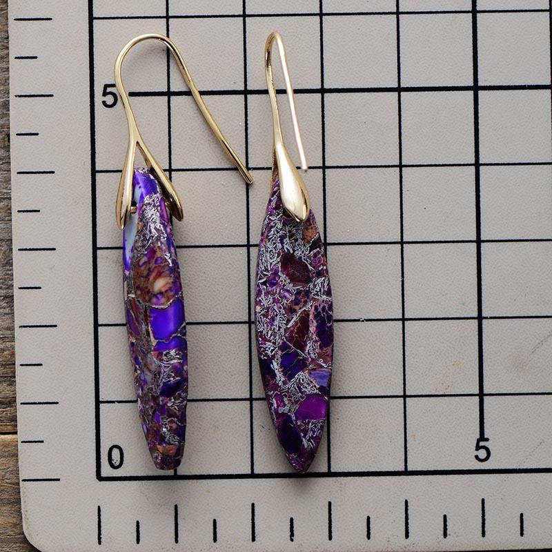 Simple and High-quality Leaf Emperor Stone Pendant Earrings and Earrings, Popular Natural Stone Jewelry In Europe and America
