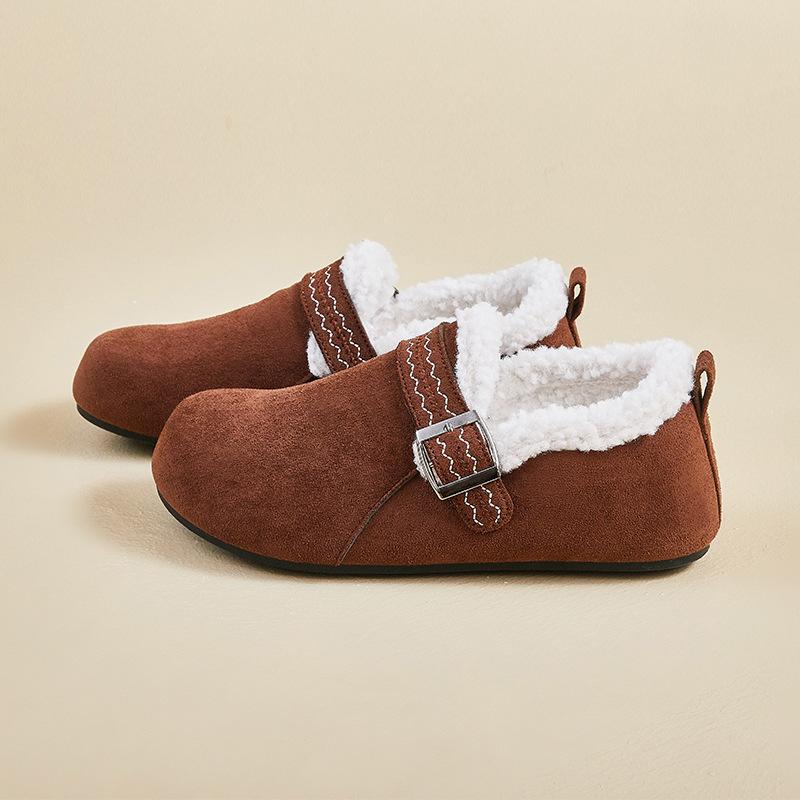 

Зимові теплі мокасини для жінок, лофери зі штучної замші з пухнастою плюшевою підкладкою, нековзні домашні балетки, жіноче взуття для приміщень та вулиці зі штучного хутра для ходьби 40