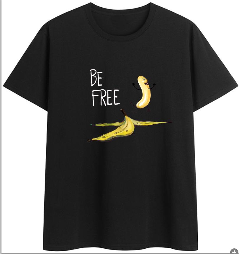 COTTON 100% Hot European and American Funny Banana Undress Short-sleeved Women's T-shirt Tops  Oversized T Shirt