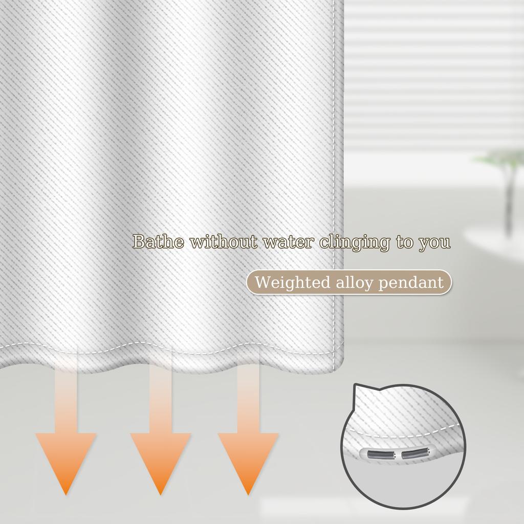 Minimalist White Shower Curtain - Soft Polyester Easy To Clean
