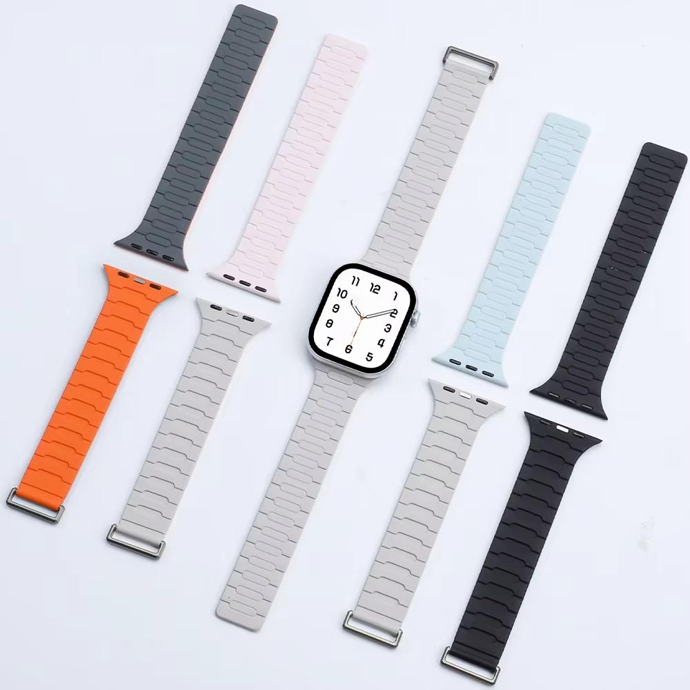 Soft Silicone Magnetic Band for Apple Watch Ultra 2 49mm 46mm 45mm 44mm Loop Strap For Iwatch Series 10 9 8 7 SE 6 5 4 Bracelet