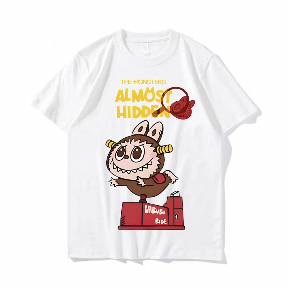 LABUBU Kawaii T-Shirt 100% Cotton Fashion Tshirts Cartoon Graphic T Shirts Clothes Summer Casual T-shirt Short Sleeve O-neck Tops