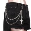 Hip Hop Skull Cross Pendant Belt Chain For Men Women Street Style Accessories