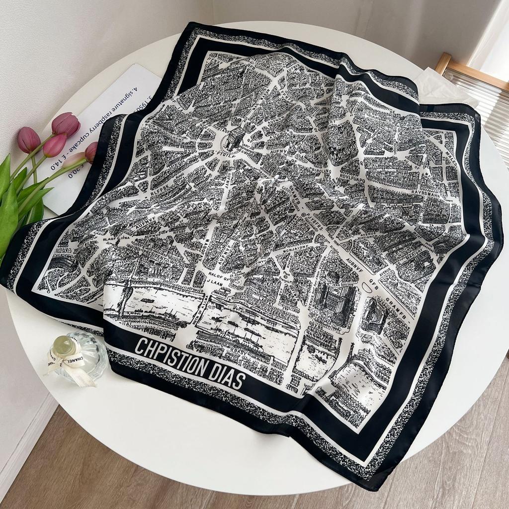 [Collection] Velvet Silk Scarves Women'S Versatile High-End Square Scarves Neck Scarves Spring And Autumn Retro