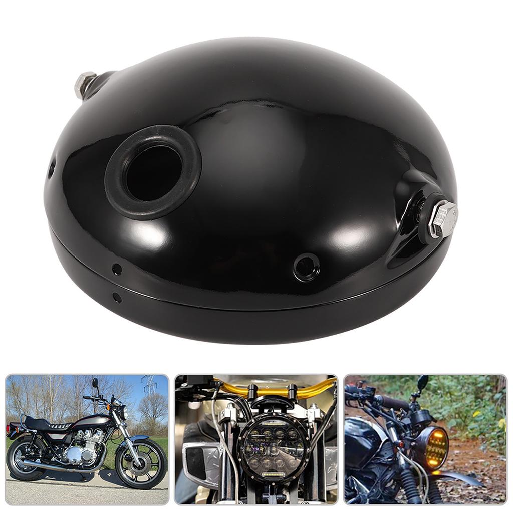 7 Inch Iron Motorcycle Modification LED Headlight Head Lamp Housing Cover(Black)