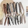 Korean Style Leopard Print Beaded Long Narrow Scarf For Women Summer