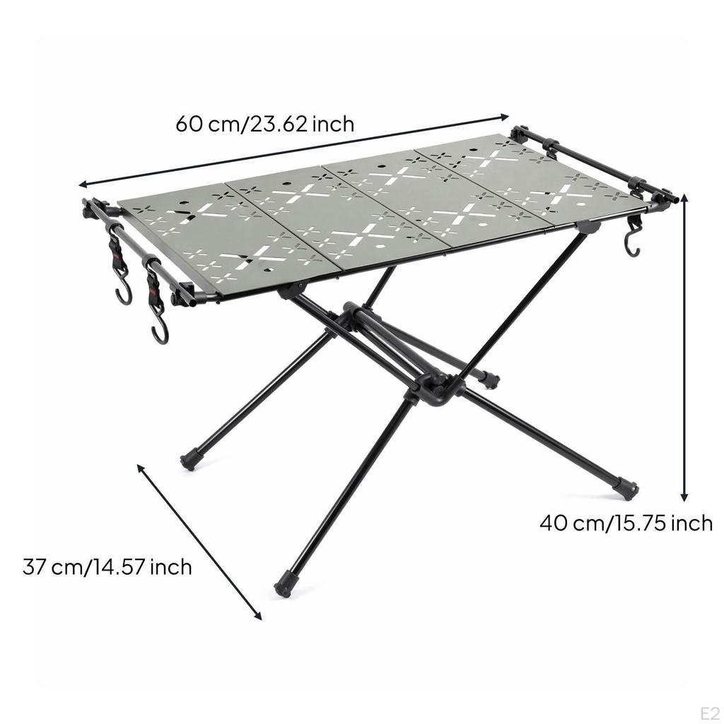 Camping Table with Hooks AllAluminum Folding Lightweight Furniture for Backpackers,