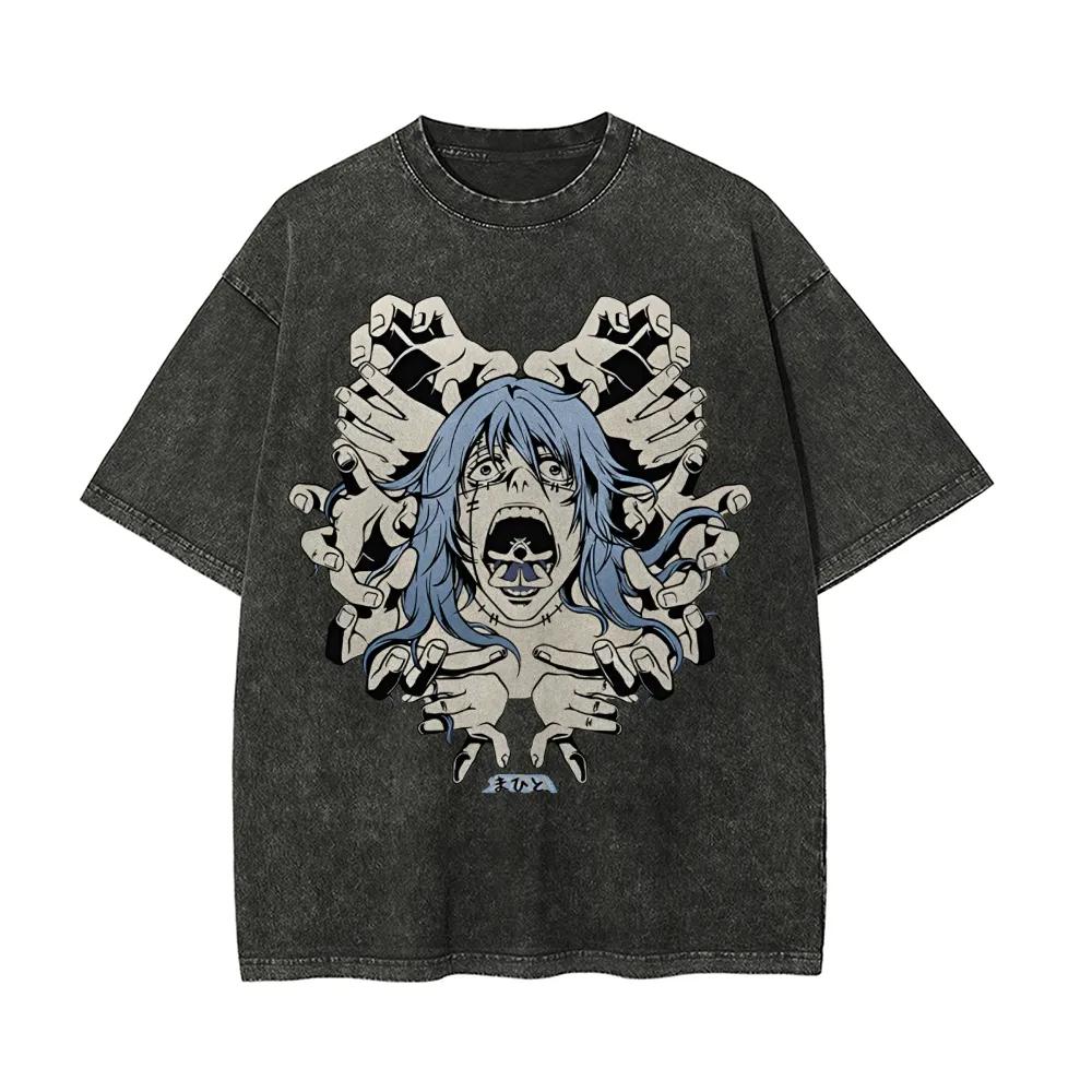 

T Shirt Jujutsu Kaisen Men Acid Wash Idle Transfiguration Anime Streetwear Cursed Spirit Graphic Vintage Bootleg Tee 3XL