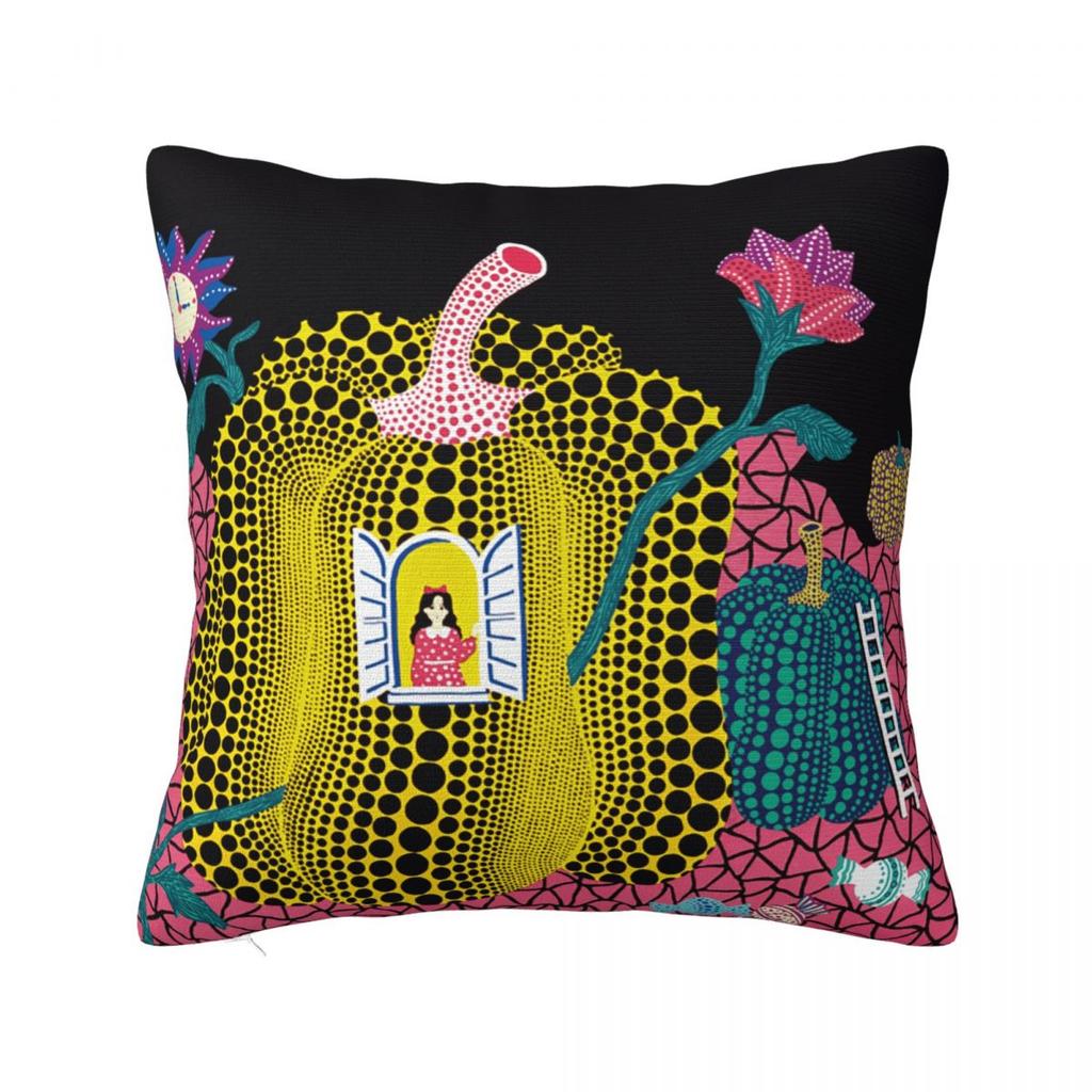 Yayoi Kusama Polka Pumpkin Square Pillowcase Cushion Cover Pillow Case Throw Pillow Cover for Home Sofa Living Room