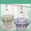 Durable Plastic Circular Clothes Drying Rack With 24 Clips For Socks And Undergarments