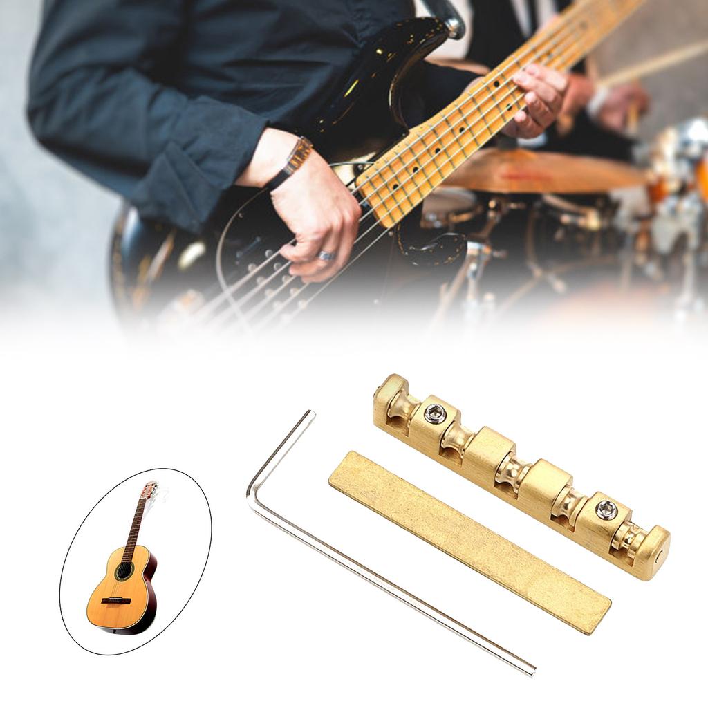 5 String Basses Nut Height Adjustable Brass Roller Nut Split Regulation Parts for Electric, Acoustics Basses