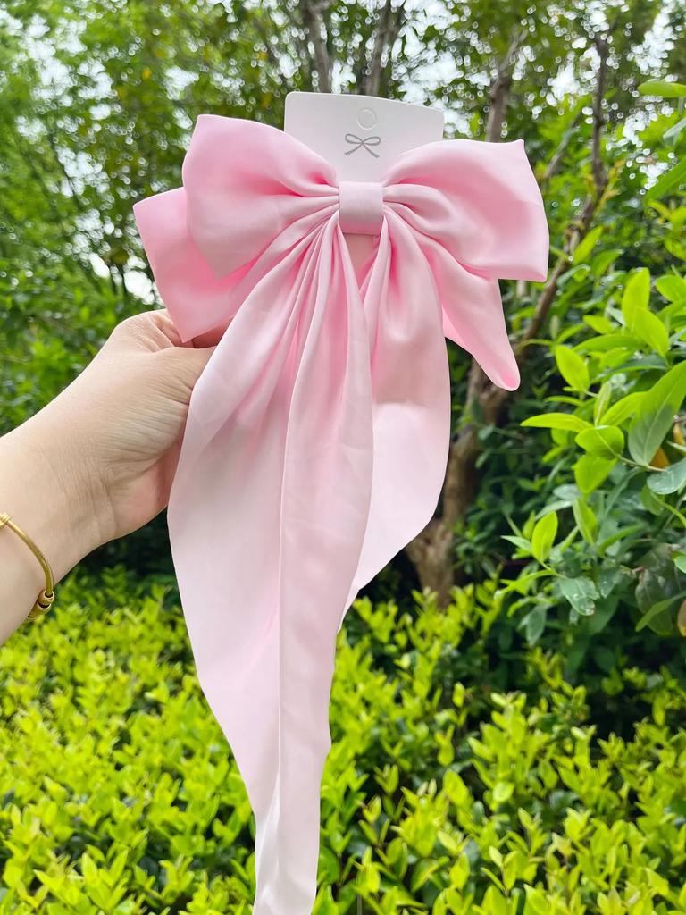 New Elegant Bow Ribbon Hair Clip Women Fashion Solid Bowknot Satin Hairpin Barrettes Girls Ponytail Clip Hair Accessories