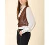 Western Women Party Brown Leather Stylish Button Vest Coat Waist Coat Lambskin