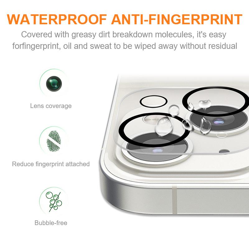 

AMORUS for iPhone 14 Plus Silk Printing Camera Lens Protector,HD Anti-Scratch Tempered Glass Full Glue Camera Lens Film with Black Circle Type A