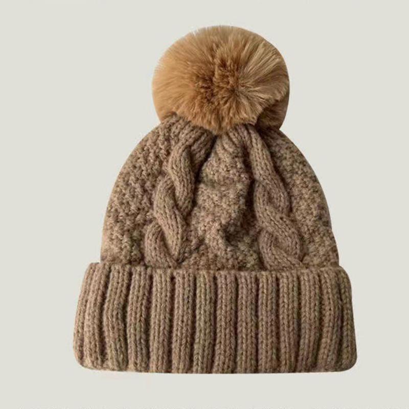Versatile Warm Foreign Trade Style European American Knitted Hat Solid Color Knitted Hat Women with Velvet Hat New Knitted Hat