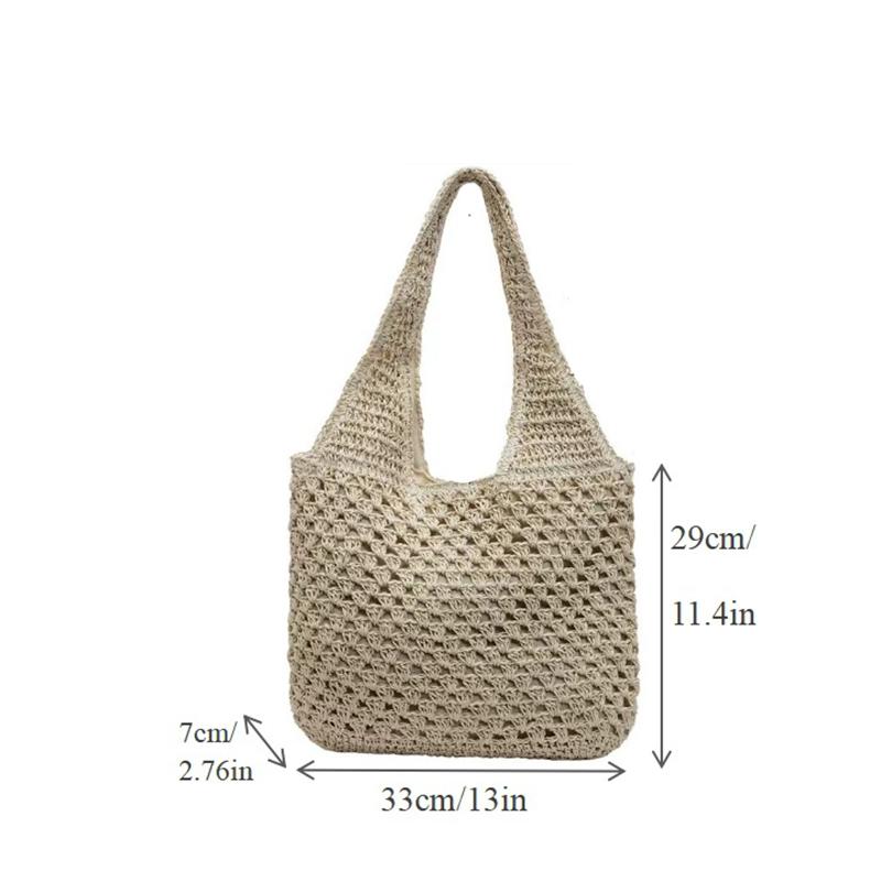 Yogodlns Casual Woven Straw Bag Large Capacity Fashionable Shoulder Beach Vacation Bag for Spring Summer Shopper Handbag Totes