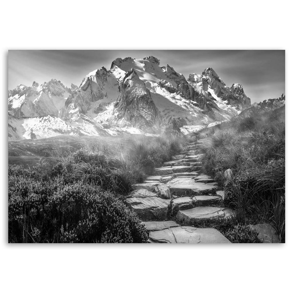 Canvas print, Stone road in the mountains - black and white