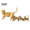 Mini Kitten Jewelry Cat Family Brooch Pin, Golden Silver Plated Alloy Lapel Decorative Metal Badge Animal Shape for Clothing Bags Hats