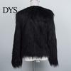 Women Faux Fur Jacket Women's Warm Plush Round Neck Coat Autumn Winter Fashionable Long Sleeve Solid Color Furry for Casual Street Wear Shopping