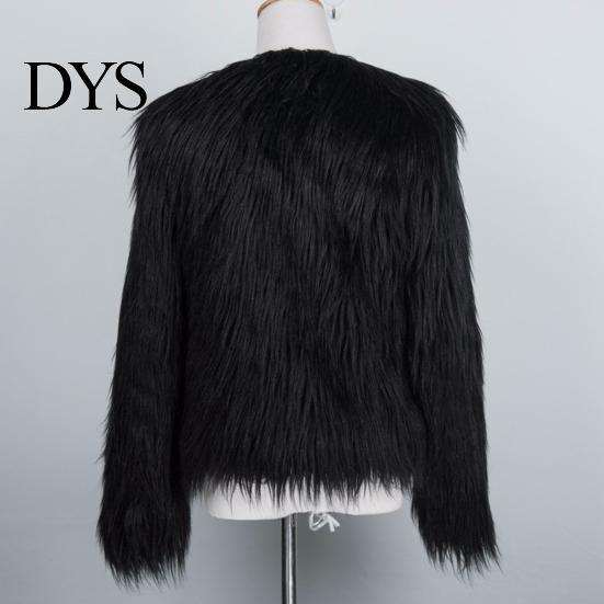 Women Faux Fur Jacket Women's Warm Plush Round Neck Coat Autumn Winter Fashionable Long Sleeve Solid Color Furry for Casual Street Wear Shopping