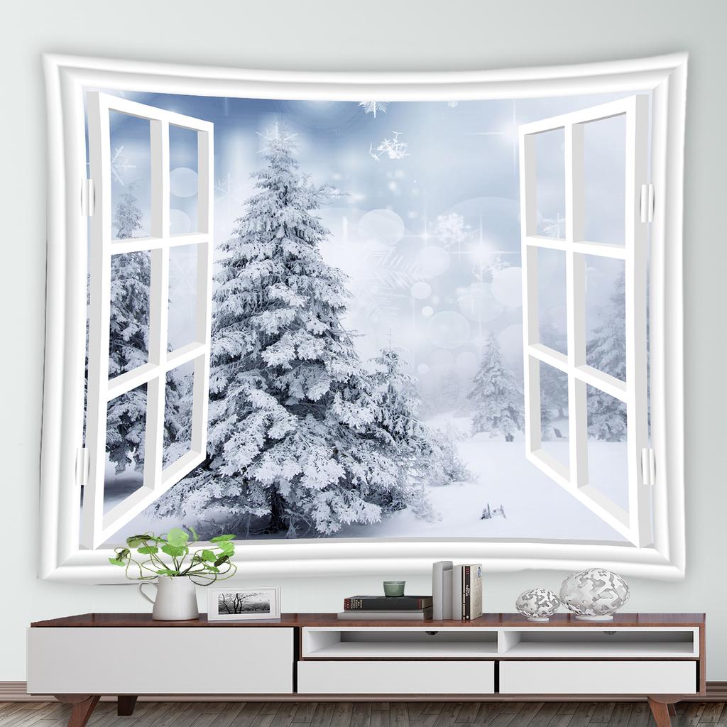 Winter Cedar Nature Landscape Print Pattern Tapestry Home Living Room Bedroom Wall Decor Background Cloth Tapestry