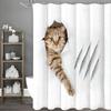 Kitten Breaks Out of the Wall Cat Paw Print Shower Curtain, Bathroom Decorative Shower Curtain, Waterproof Shower Curtain with H